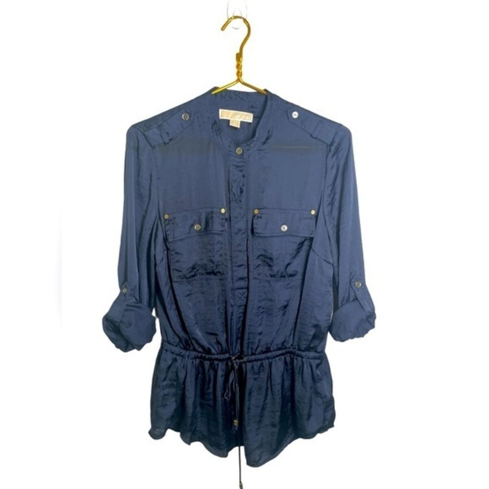 Michael Kors Tie Waist Silky Top, Size Medium - Picture 2 of 3